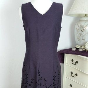 A line lined Eggplant dress with floral design